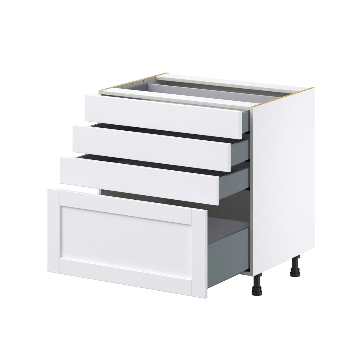 Hugo&Borg Rosemont 33-in W x 34.5-in H x 24-in D Glacier White 4-Drawer Base Fully Assembled Cabinet (Recessed Panel Style)