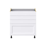 Hugo&Borg Rosemont 33-in W x 34.5-in H x 24-in D Glacier White 4-Drawer Base Fully Assembled Cabinet (Recessed Panel Style)