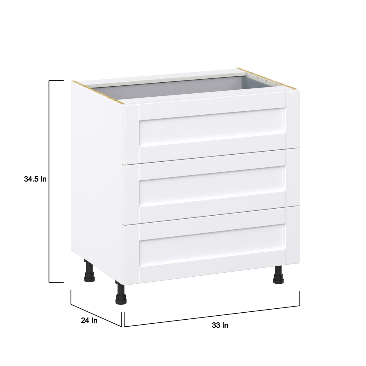 Hugo&Borg Rosemont 33-in W x 34.5-in H x 24-in D Glacier White 4-Drawer Base Fully Assembled Cabinet (Recessed Panel Style)