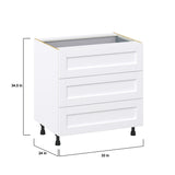 Hugo&Borg Rosemont 33-in W x 34.5-in H x 24-in D Glacier White 4-Drawer Base Fully Assembled Cabinet (Recessed Panel Style)