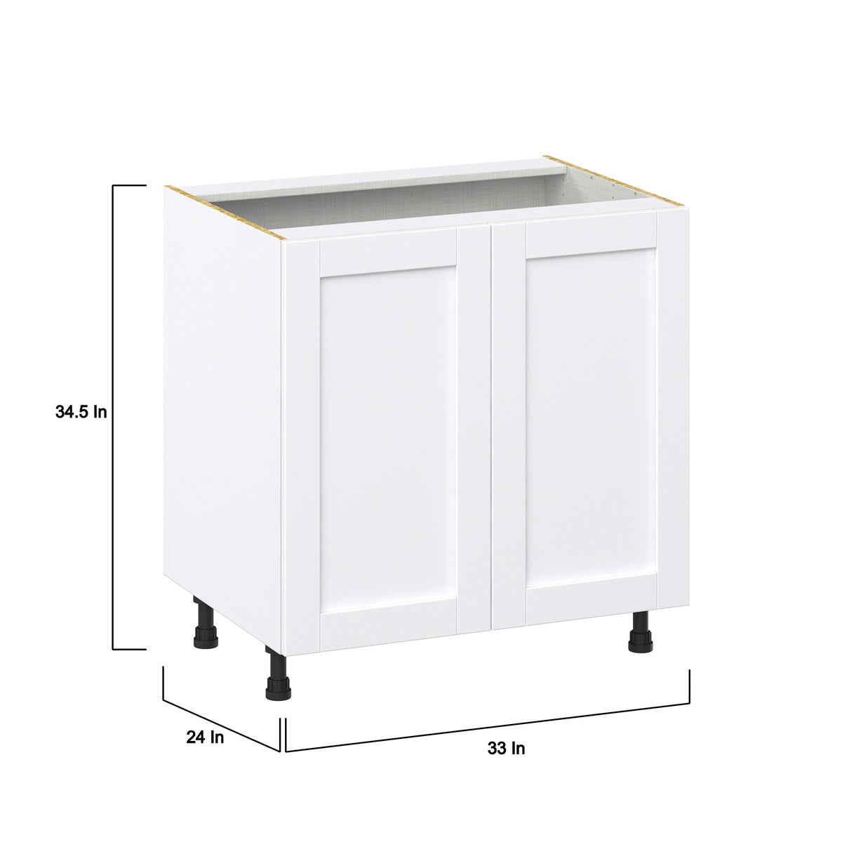 Hugo&Borg Rosemont 33-in W x 34.5-in H x 24-in D Glacier White Sink Base Fully Assembled Cabinet (Recessed Panel Shaker Style)