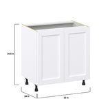 Hugo&Borg Rosemont 33-in W x 34.5-in H x 24-in D Glacier White Sink Base Fully Assembled Cabinet (Recessed Panel Shaker Style)