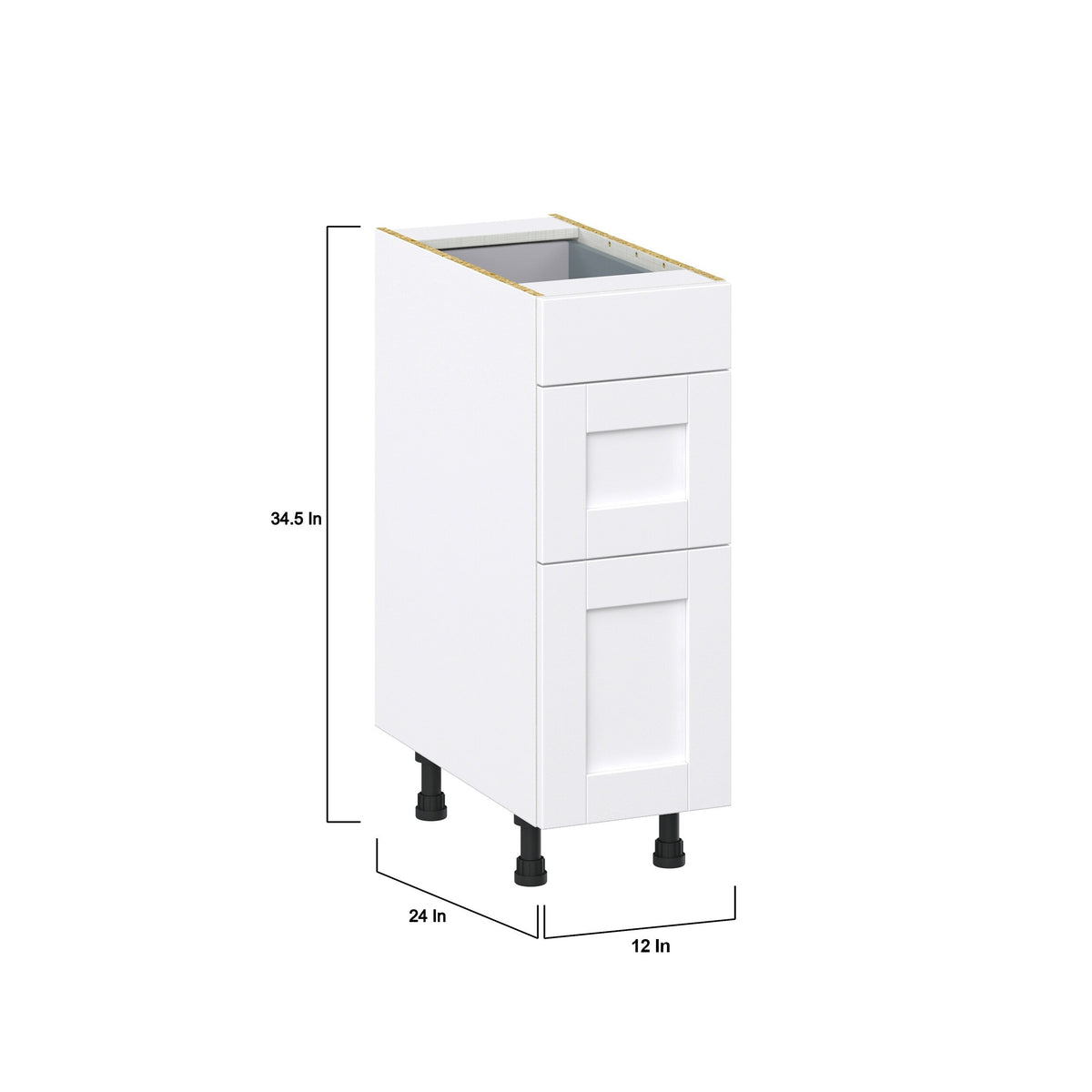 Hugo&Borg Rosemont 12-in W x 34.5-in H x 24-in D Glacier White 3-Drawer Base Fully Assembled Cabinet (Recessed Panel Style)