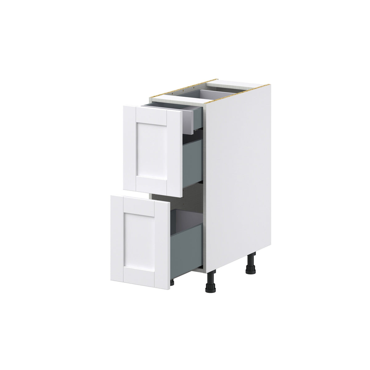 Hugo&Borg Rosemont 12-in W x 34.5-in H x 24-in D Glacier White 3-Drawer Base Fully Assembled Cabinet (Recessed Panel Style)