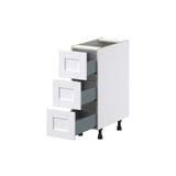 Hugo&Borg Rosemont 12-in W x 34.5-in H x 24-in D Glacier White 3-Drawer Base Fully Assembled Cabinet (Recessed Panel Style)