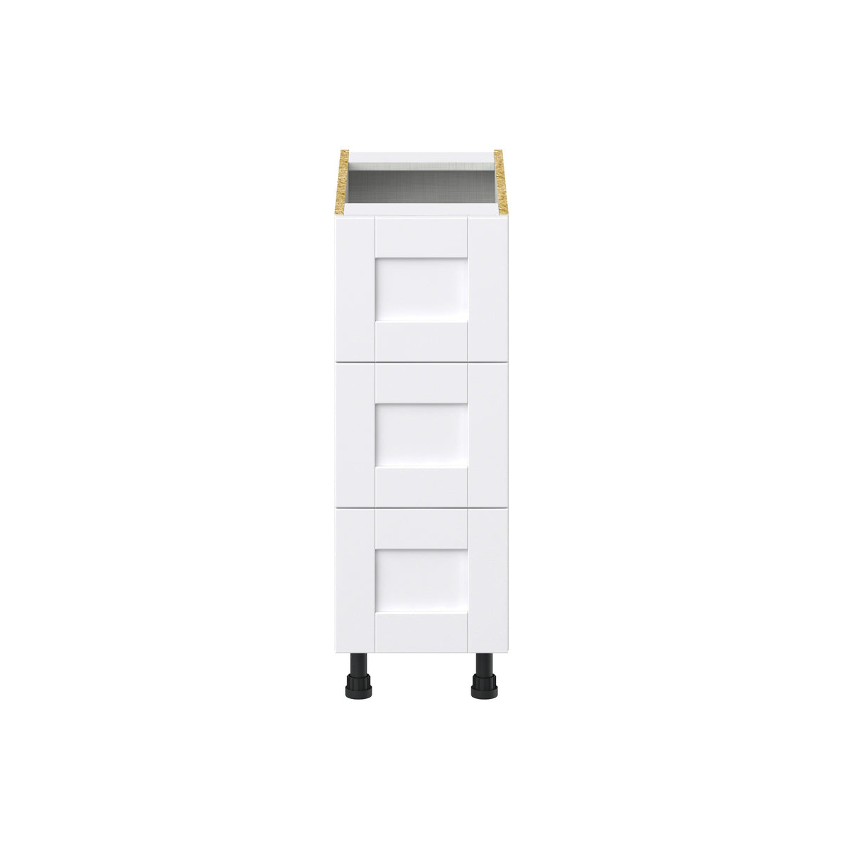 Hugo&Borg Rosemont 12-in W x 34.5-in H x 24-in D Glacier White 3-Drawer Base Fully Assembled Cabinet (Recessed Panel Style)