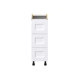 Hugo&Borg Rosemont 12-in W x 34.5-in H x 24-in D Glacier White 3-Drawer Base Fully Assembled Cabinet (Recessed Panel Style)