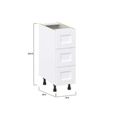 Hugo&Borg Rosemont 12-in W x 34.5-in H x 24-in D Glacier White 3-Drawer Base Fully Assembled Cabinet (Recessed Panel Style)