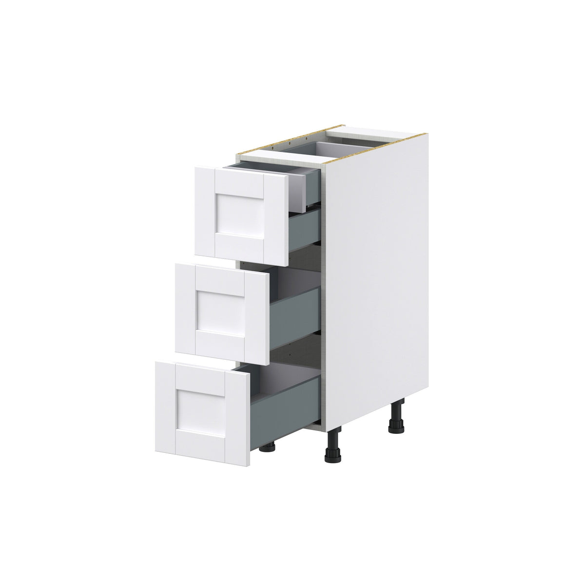 Hugo&Borg Rosemont 12-in W x 34.5-in H x 24-in D Glacier White 4-Drawer Base Fully Assembled Cabinet (Recessed Panel Style)