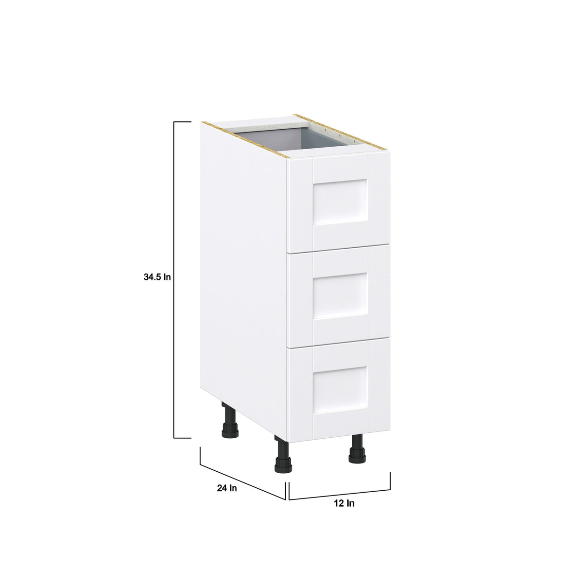 Hugo&Borg Rosemont 12-in W x 34.5-in H x 24-in D Glacier White 4-Drawer Base Fully Assembled Cabinet (Recessed Panel Style)