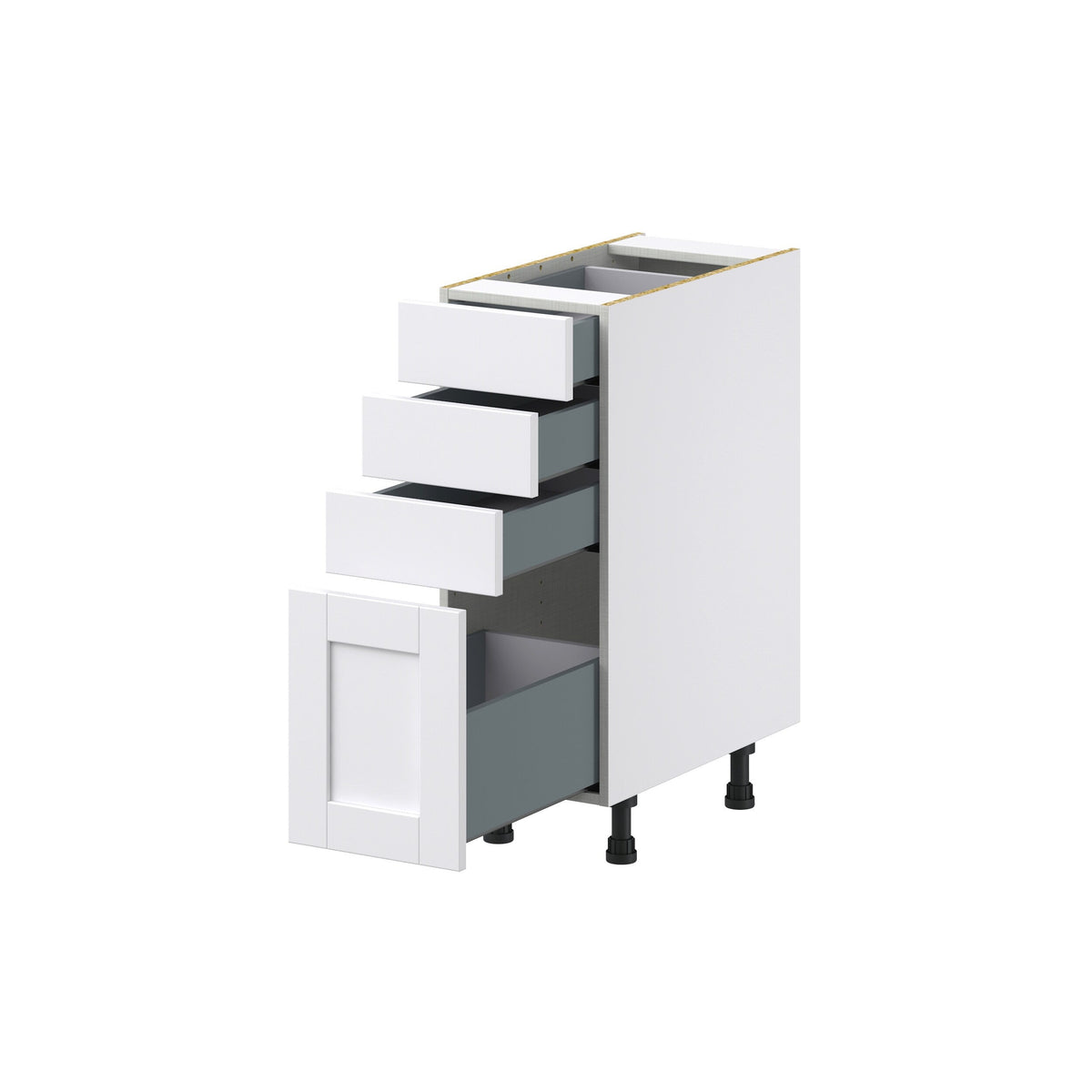 Hugo&Borg Rosemont 12-in W x 34.5-in H x 24-in D Glacier White 4-Drawer Base Fully Assembled Cabinet (Recessed Panel Style)