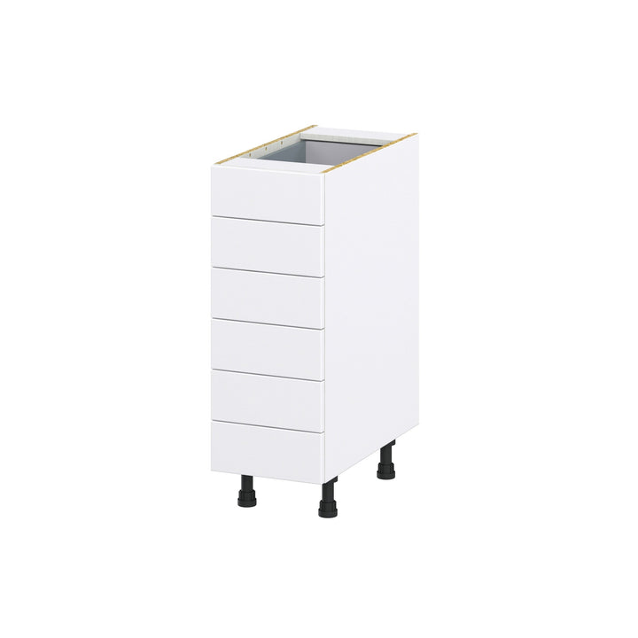 Hugo&Borg Rosemont 12-in W x 34.5-in H x 24-in D Glacier White 6-Drawer Base Fully Assembled Cabinet (Recessed Panel Style)