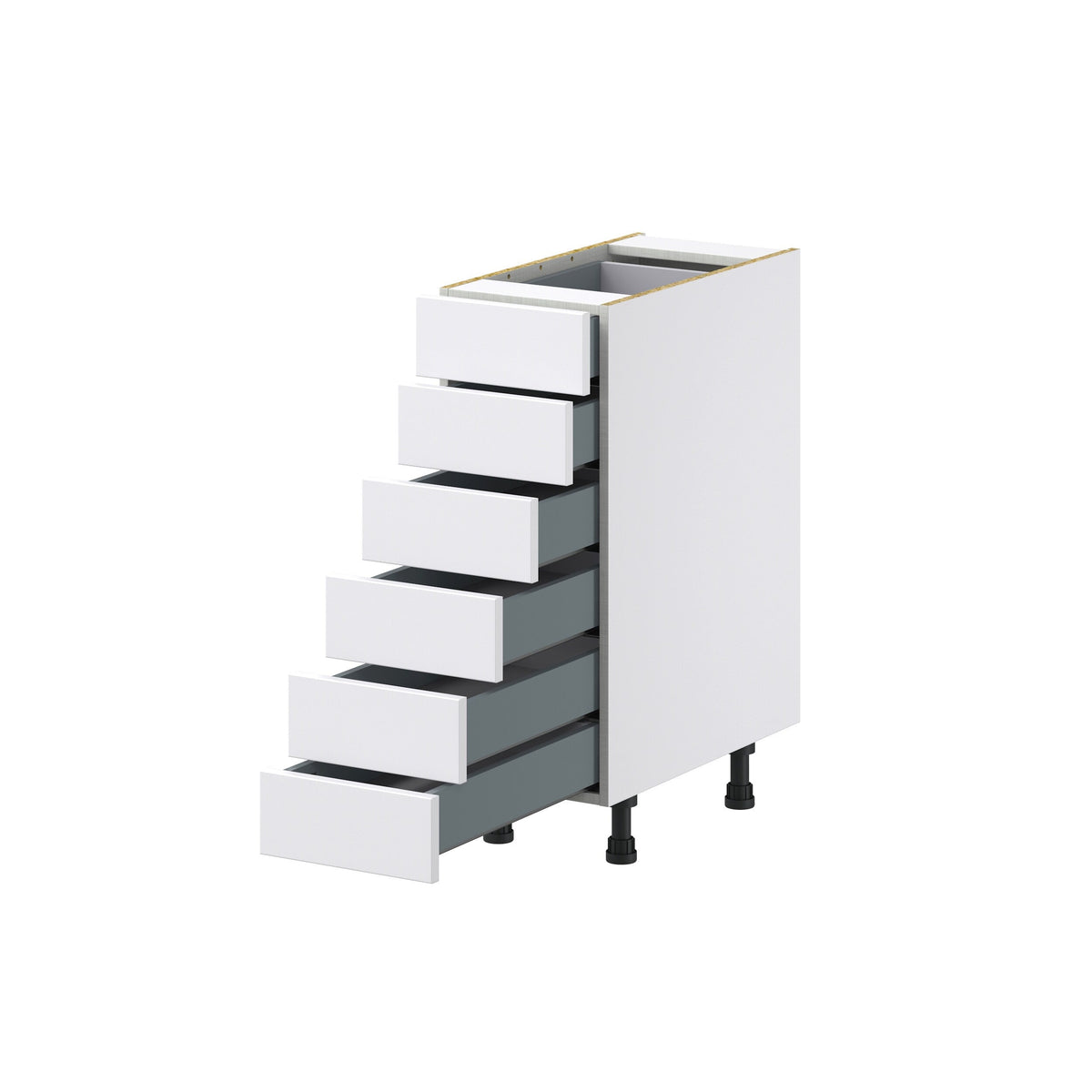 Hugo&Borg Rosemont 12-in W x 34.5-in H x 24-in D Glacier White 6-Drawer Base Fully Assembled Cabinet (Recessed Panel Style)