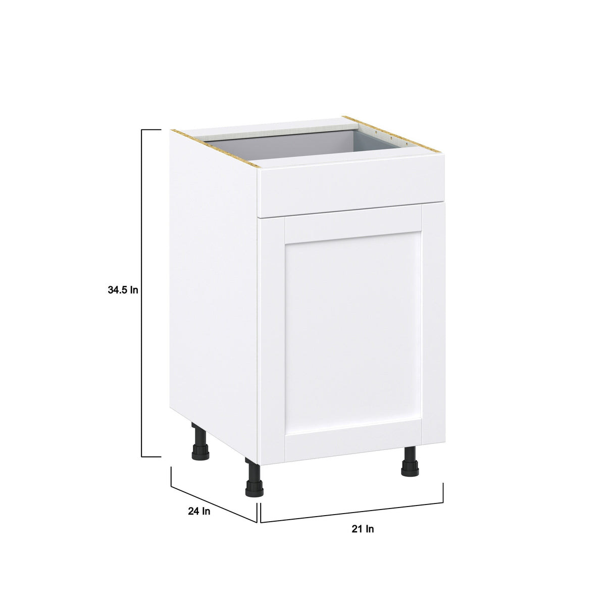 Hugo&Borg Rosemont 21-in W x 34.5-in H x 24-in D Glacier White 1-Drawer Base Fully Assembled Cabinet (Recessed Panel Shaker Style)