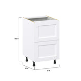 Hugo&Borg Rosemont 21-in W x 34.5-in H x 24-in D Glacier White 2-Drawer Base Fully Assembled Cabinet (Recessed Panel Style)