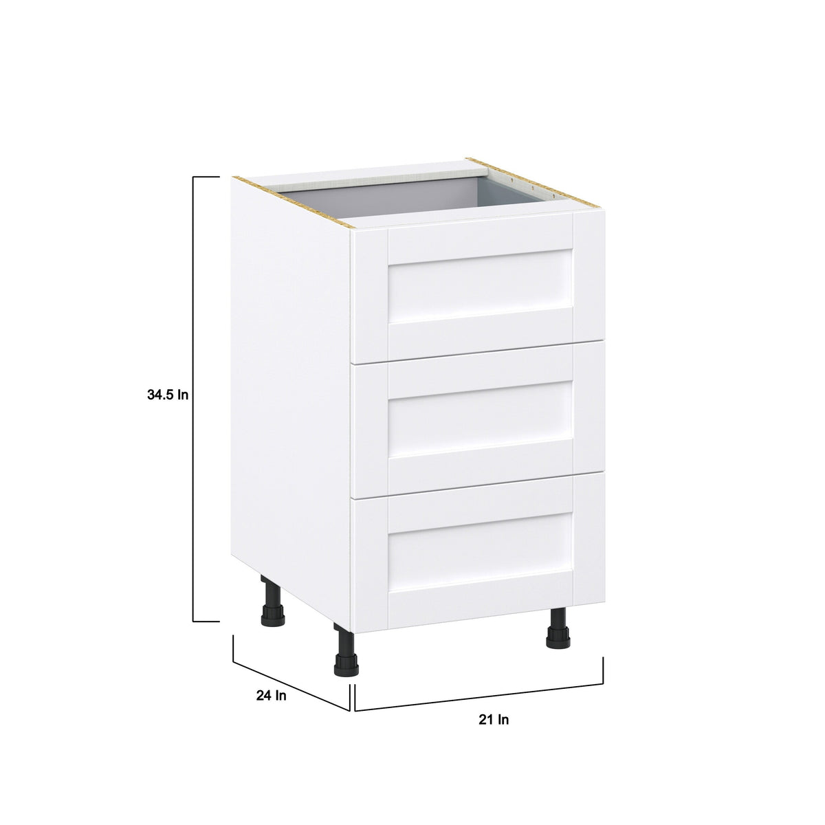 Hugo&Borg Rosemont 21-in W x 34.5-in H x 24-in D Glacier White 4-Drawer Base Fully Assembled Cabinet (Recessed Panel Style)