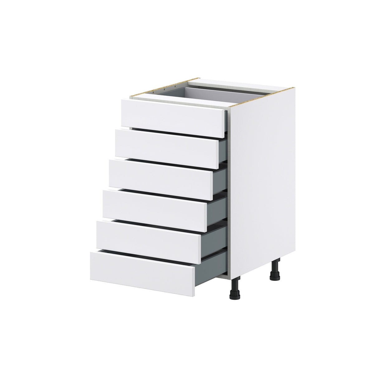 Hugo&Borg Rosemont 21-in W x 34.5-in H x 24-in D Glacier White 6-Drawer Base Fully Assembled Cabinet (Recessed Panel Style)