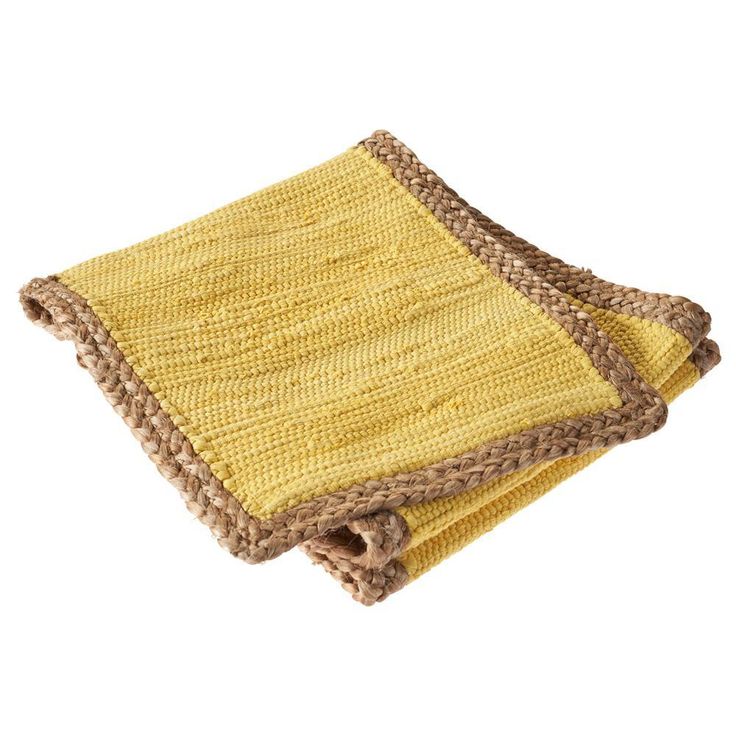 Sunny Day 14 in. W x 72 in. L Yellow Jute Border Table Runner