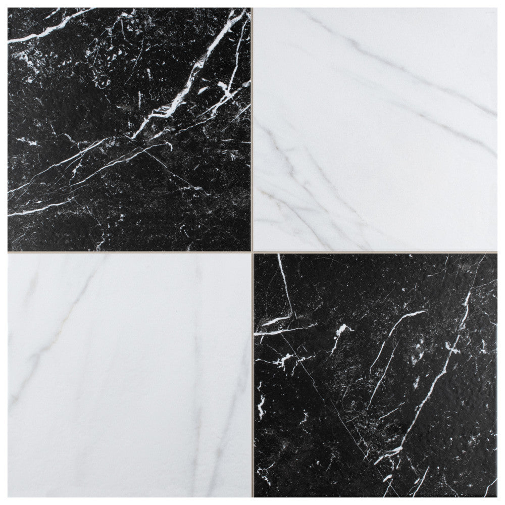 Merola Tile Merzoni Checker Ruzzini 17-7/8 in. x 17-7/8 in. Porcelain Floor and Wall Tile (11.1 sq. ft./Case)