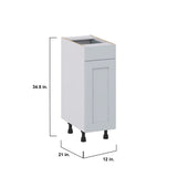 Hugo&Borg Charlesberg 12-in W x 34.5-in H x 21-in D Gray 1-Drawer Base Fully Assembled Cabinet (Recessed Panel Shaker Style)