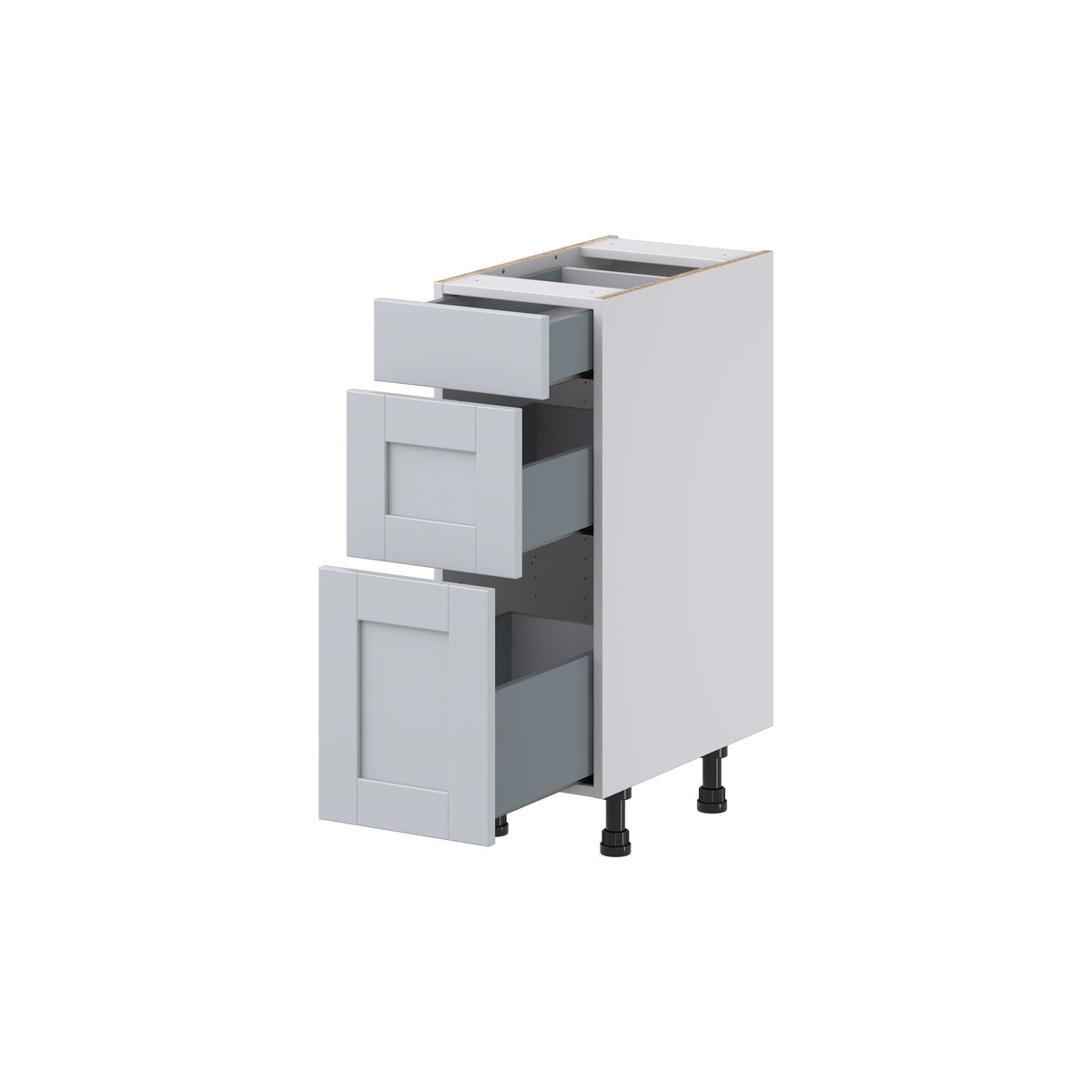 Hugo&Borg Charlesberg 12-in W x 34.5-in H x 21-in D Gray 3-Drawer Base Fully Assembled Cabinet (Recessed Panel Style)