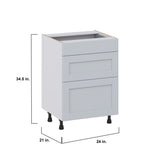 Hugo&Borg Charlesberg 24-in W x 34.5-in H x 21-in D Gray 3-Drawer Base Fully Assembled Cabinet (Recessed Panel Style)
