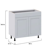 Hugo&Borg Charlesberg 36-in W x 34.5-in H x 21-in D Gray Sink Base Fully Assembled Cabinet (Recessed Panel Shaker Style)