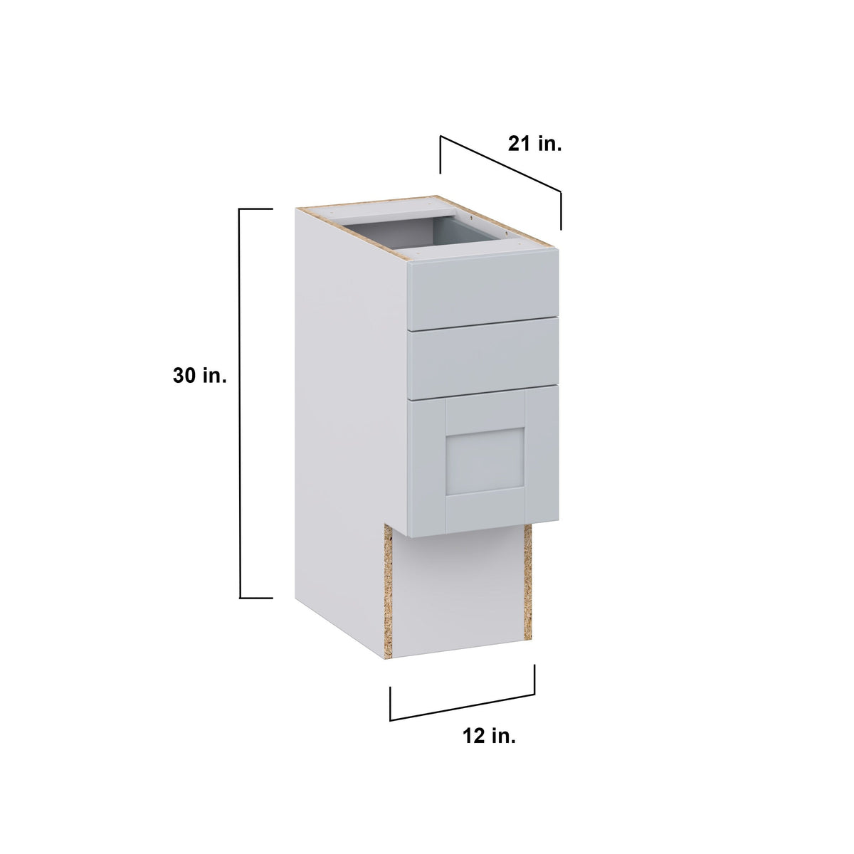 Hugo&Borg Charlesberg 12-in W x 30-in H x 21-in D Gray 4-Drawer Base Fully Assembled Cabinet (Recessed Panel Style)