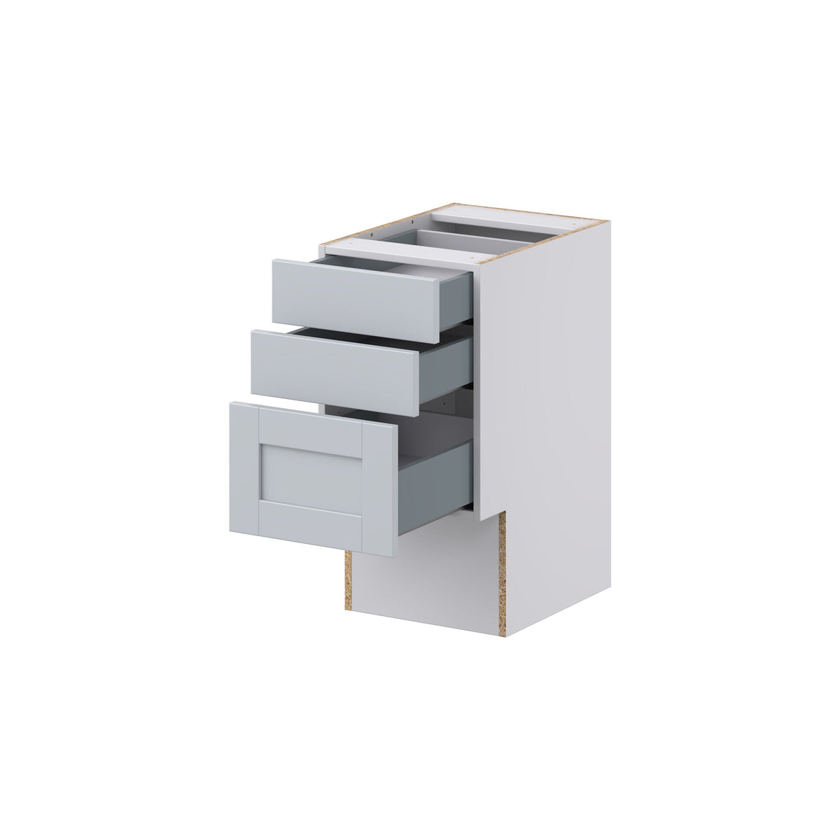 Hugo&Borg Charlesberg 15-in W x 30-in H x 21-in D Gray 3-Drawer Base Fully Assembled Cabinet (Recessed Panel Style)