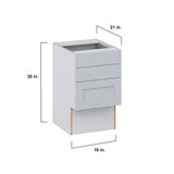 Hugo&Borg Charlesberg 18-in W x 30-in H x 21-in D Gray 3-Drawer Base Fully Assembled Cabinet (Recessed Panel Style)