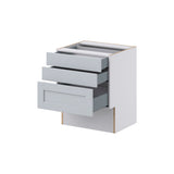 Hugo&Borg Charlesberg 24-in W x 30-in H x 21-in D Gray 3-Drawer Base Fully Assembled Cabinet (Recessed Panel Style)
