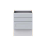 Hugo&Borg Charlesberg 24-in W x 30-in H x 21-in D Gray 3-Drawer Base Fully Assembled Cabinet (Recessed Panel Style)