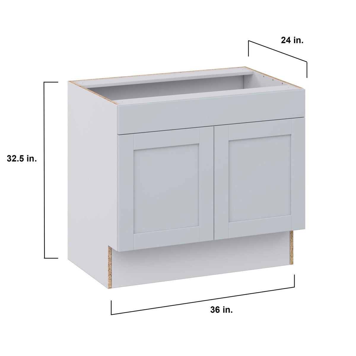 Hugo&Borg Charlesberg 36-in W x 32.5-in H x 24-in D Gray Sink Base Fully Assembled Cabinet (Recessed Panel Shaker Style)