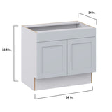 Hugo&Borg Charlesberg 36-in W x 32.5-in H x 24-in D Gray Sink Base Fully Assembled Cabinet (Recessed Panel Shaker Style)