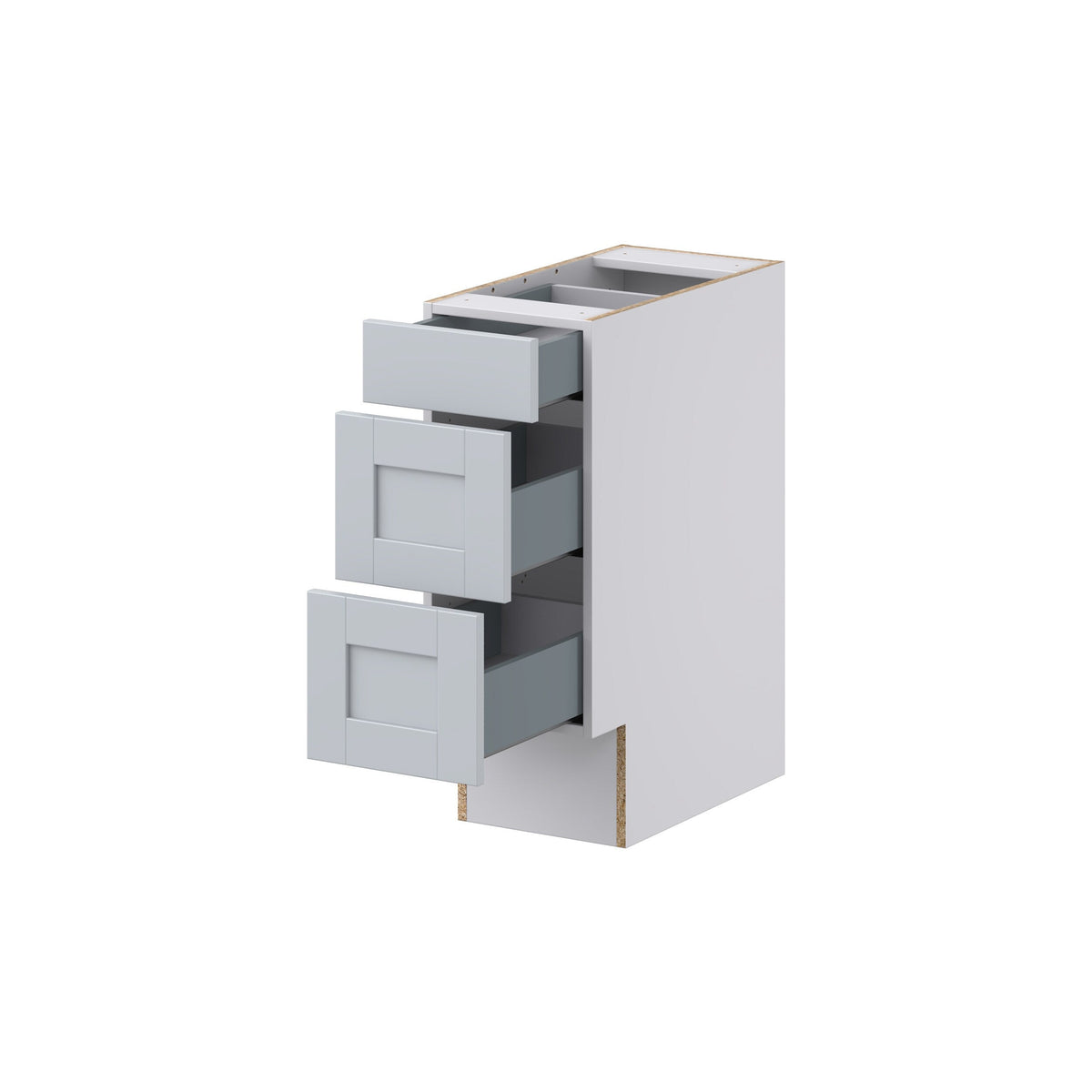 Hugo&Borg Charlesberg 12-in W x 32.5-in H x 24-in D Gray 3-Drawer Base Fully Assembled Cabinet (Recessed Panel Style)
