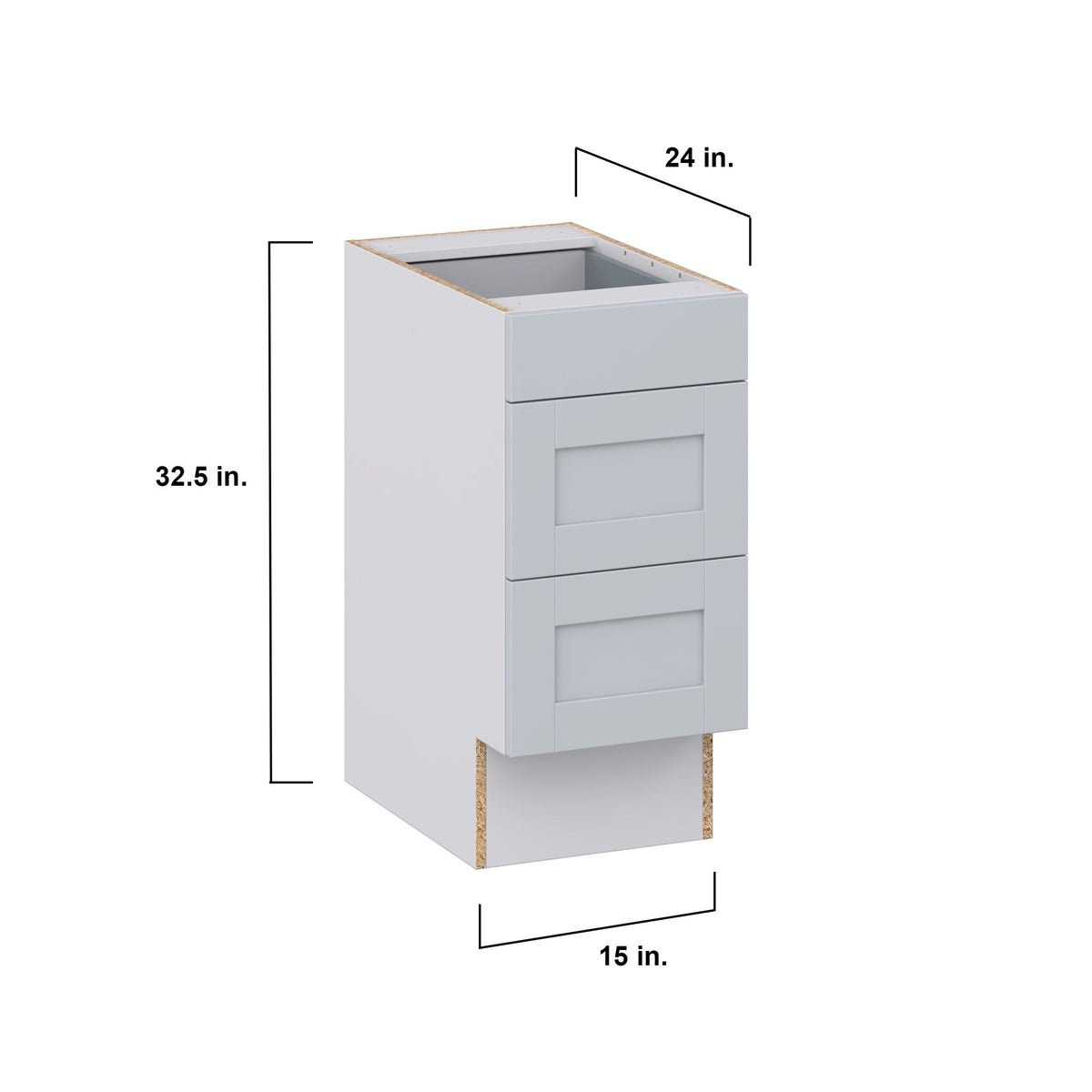 Hugo&Borg Charlesberg 15-in W x 32.5-in H x 25-in D Gray 3-Drawer Base Fully Assembled Cabinet (Recessed Panel Style)
