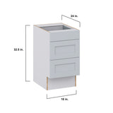 Hugo&Borg Charlesberg 18-in W x 32.5-in H x 25-in D Gray 3-Drawer Base Fully Assembled Cabinet (Recessed Panel Style)