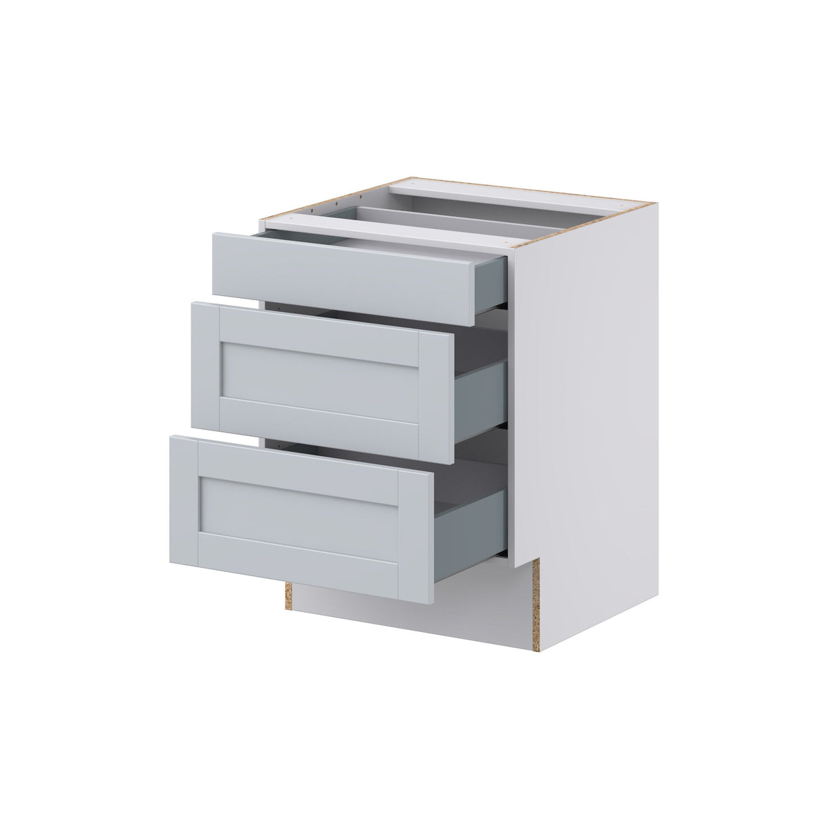 Hugo&Borg Charlesberg 24-in W x 32.5-in H x 24-in D Gray 3-Drawer Base Fully Assembled Cabinet (Recessed Panel Style)