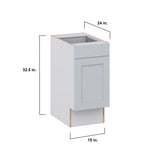 Hugo&Borg Charlesberg 15-in W x 34.5-in H x 24-in D Gray 1-Drawer Base Fully Assembled Cabinet (Recessed Panel Shaker Style)