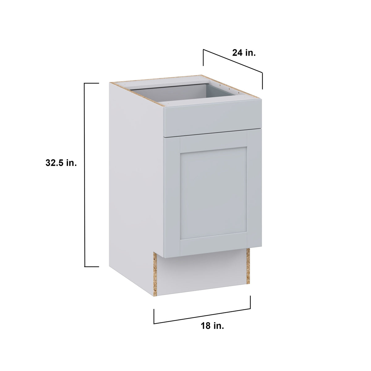 Hugo&Borg Charlesberg 18-in W x 34.5-in H x 25-in D Gray 1-Drawer Base Fully Assembled Cabinet (Recessed Panel Shaker Style)