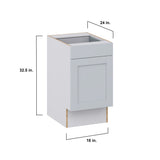 Hugo&Borg Charlesberg 18-in W x 34.5-in H x 25-in D Gray 1-Drawer Base Fully Assembled Cabinet (Recessed Panel Shaker Style)