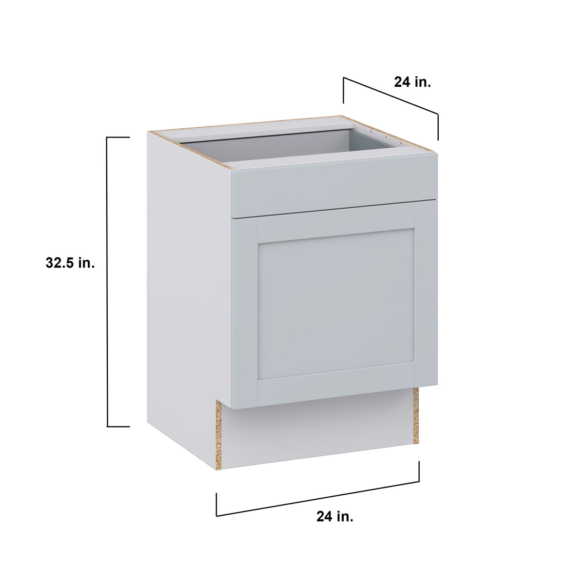 Hugo&Borg Charlesberg 24-in W x 34.5-in H x 25-in D Gray 1-Drawer Base Fully Assembled Cabinet (Recessed Panel Shaker Style)