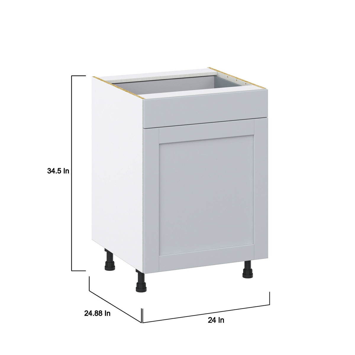 Hugo&Borg Charlesberg 24-in W x 34.5-in H x 25-in D Gray 1-Drawer Pull-out Cabinet Base Fully Assembled Cabinet (Recessed Panel Style)