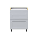 Hugo&Borg Charlesberg 27-in W x 34.5-in H x 24-in D Gray 3-Drawer Base Fully Assembled Cabinet (Recessed Panel Style)