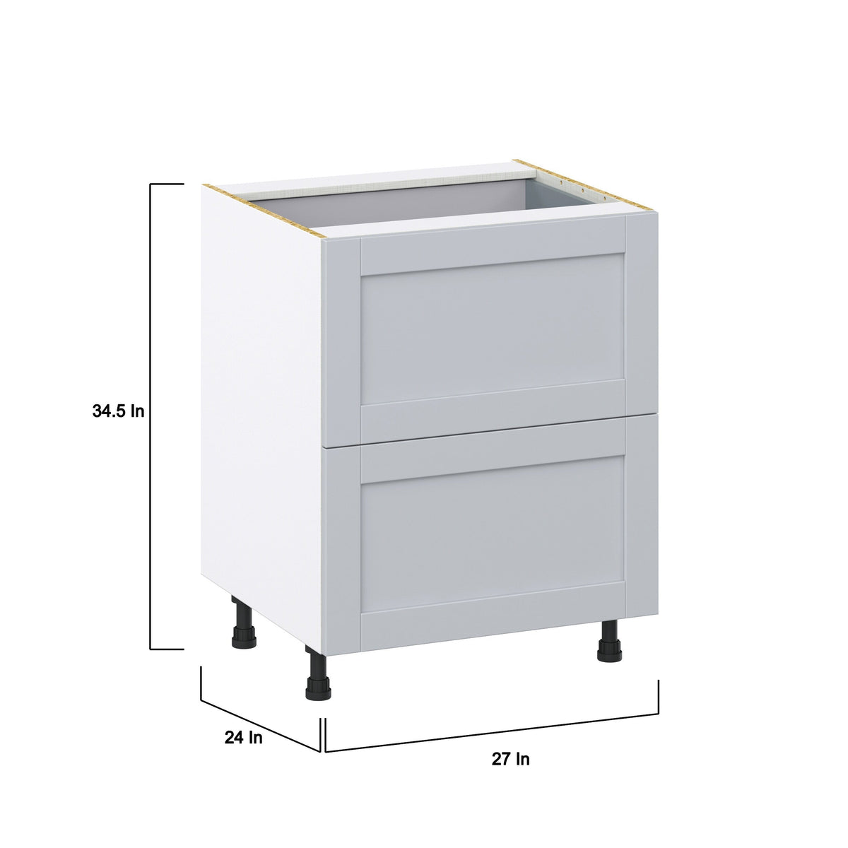 Hugo&Borg Charlesberg 27-in W x 34.5-in H x 24-in D Gray 3-Drawer Base Fully Assembled Cabinet (Recessed Panel Style)