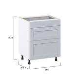 Hugo&Borg Charlesberg 27-in W x 34.5-in H x 24-in D Gray 3-Drawer Base Fully Assembled Cabinet (Recessed Panel Style)