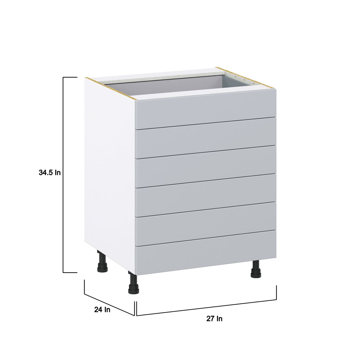 Hugo&Borg Charlesberg 27-in W x 34.5-in H x 24-in D Gray 6-Drawer Base Fully Assembled Cabinet (Recessed Panel Style)