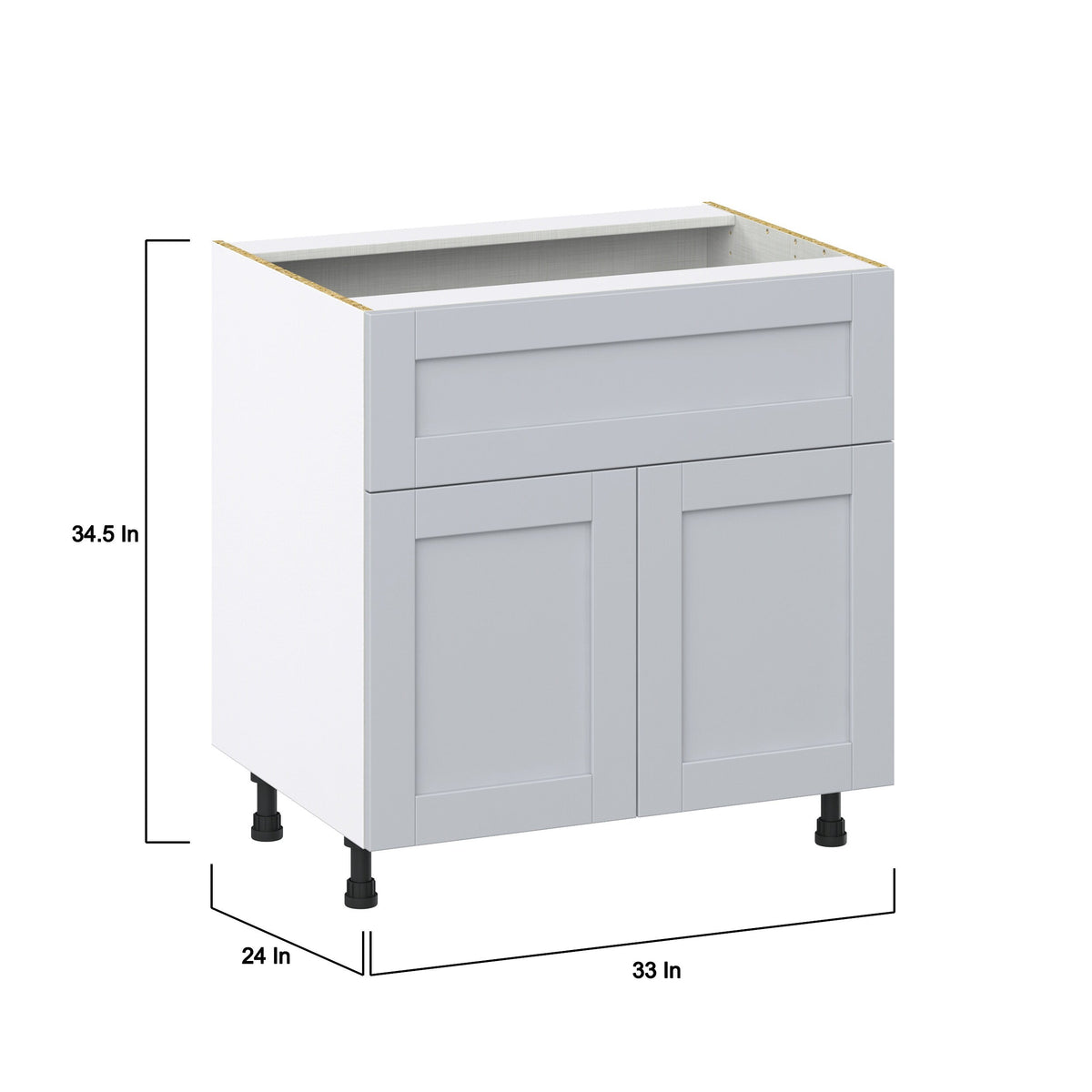 Hugo&Borg Charlesberg 33-in W x 34.5-in H x 25-in D Gray 1-Drawer Base Fully Assembled Cabinet (Recessed Panel Shaker Style)