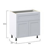 Hugo&Borg Charlesberg 33-in W x 34.5-in H x 25-in D Gray 1-Drawer Base Fully Assembled Cabinet (Recessed Panel Shaker Style)