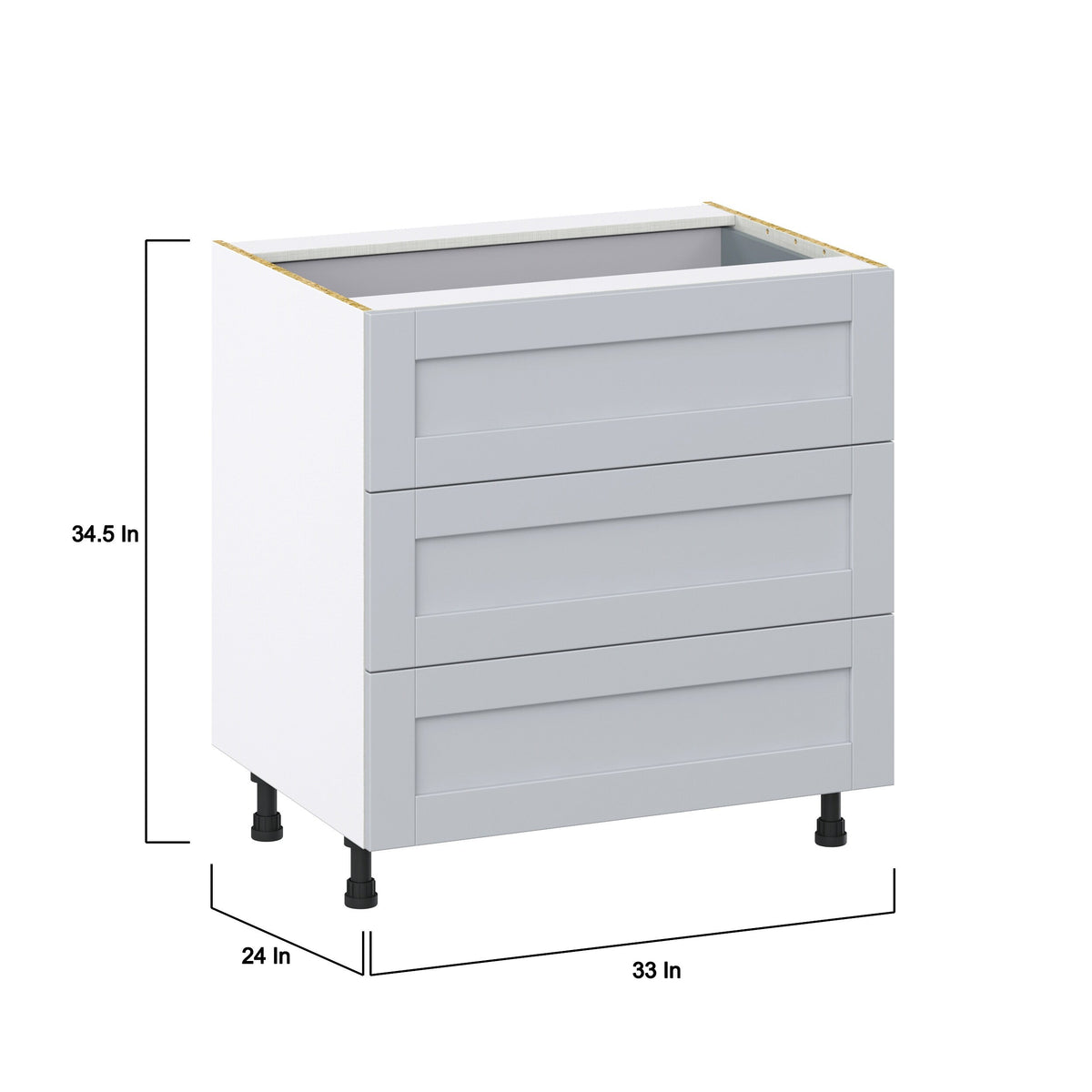 Hugo&Borg Charlesberg 33-in W x 34.5-in H x 24-in D Gray 4-Drawer Base Fully Assembled Cabinet (Recessed Panel Style)
